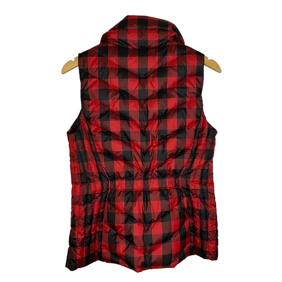 TALBOTS Red Black Buffalo Check Down Puffer Vest | Size Small - Picture 2 of 11